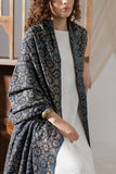 Ajrakh Hand Block Printed - Handloom Woolen Dupatta
