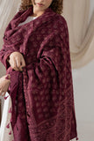Ajrakh Hand Block Printed - Handloom Woolen Dupatta