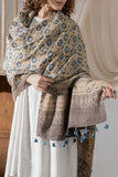 Ajrakh Hand Block Printed - Handloom Woolen Dupatta