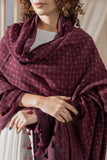 Ajrakh Hand Block Printed - Handloom Woolen Dupatta