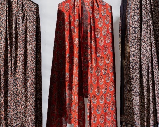 Ajrakh Hand Block Printed Modal Silk 3 PC Suit with Nakshi Dupatta